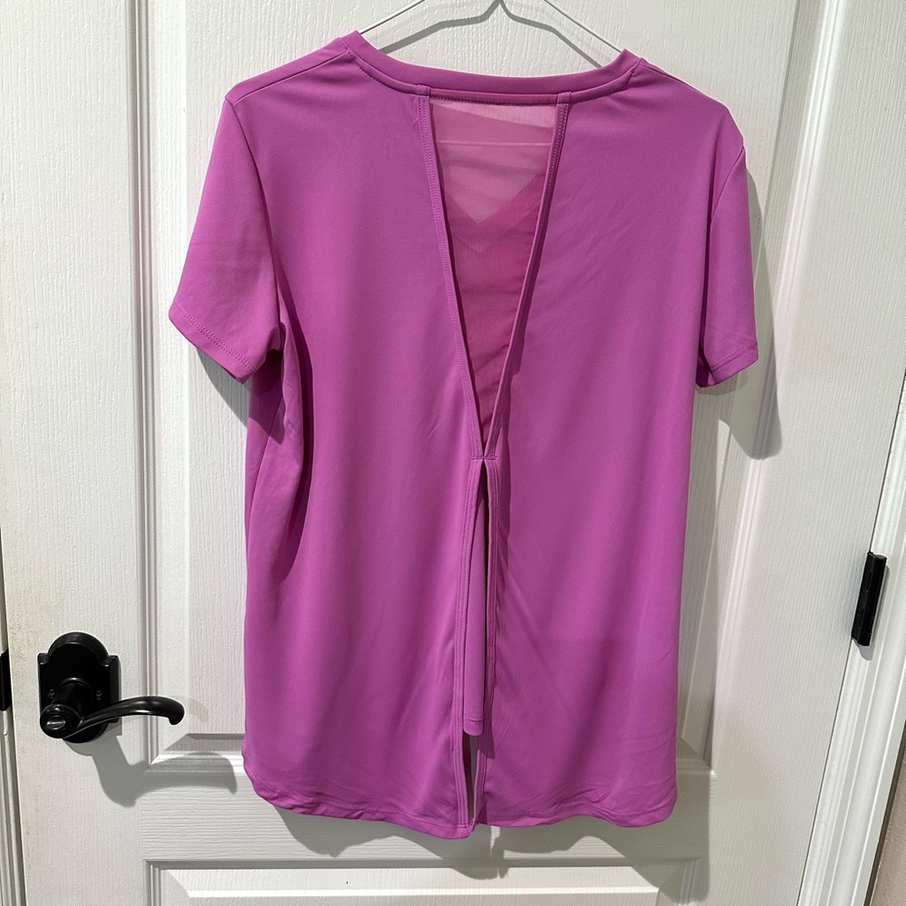 Alive Pink Activewear Short Sleeve Top with Back Slit NWOT